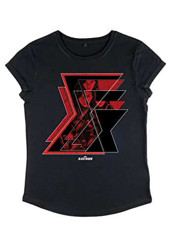 Marvel Black Widow - Multiple Logos Women's Rolled-sleeve Black M von Marvel