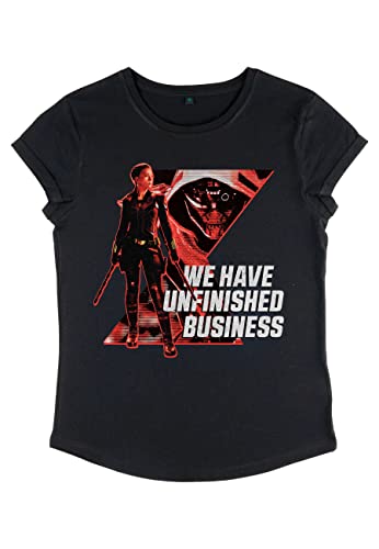 Marvel Damen Black Widow Unfinished Business Women's Rolled Sleeve T-shirt, Schwarz, XL von Marvel