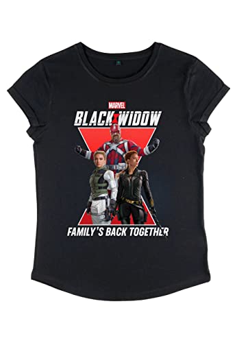 Marvel Damen Black Widow Widow Family Women's Rolled Sleeve T-shirt, Schwarz, M von Marvel