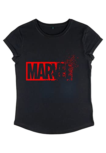 Marvel Damen Dust Marvel Women's Rolled Sleeve T-shirt, Schwarz, S von Marvel