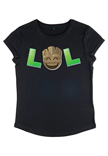 Marvel Damen Guardians Of The Galaxy Lol Groot Women's Rolled Sleeve T-shirt, Schwarz, S Marvel Damen Guardians Of The Galaxy Lol Groot Women's Rolled Sleeve T-shirt, Schwarz, S von Marvel