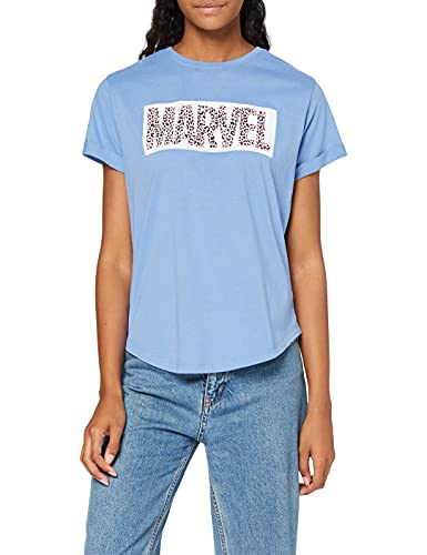 MARVEL Damen Leopard Logo T-Shirt, Indigo, 36 von Marvel