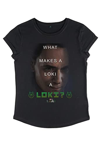 Marvel Damen Loki What Loki Women's Rolled Sleeve T-shirt, Schwarz, S von Marvel