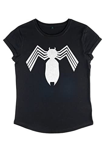 Marvel Damen Spider-man Classic Alien Symbiote Icon Women's Rolled Sleeve T-shirt, Schwarz, L von Marvel