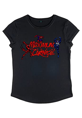 Marvel Damen Spider-man Classic Maximum Carnage Title Screen Women's Rolled Sleeve T-shirt, Schwarz, M von Marvel