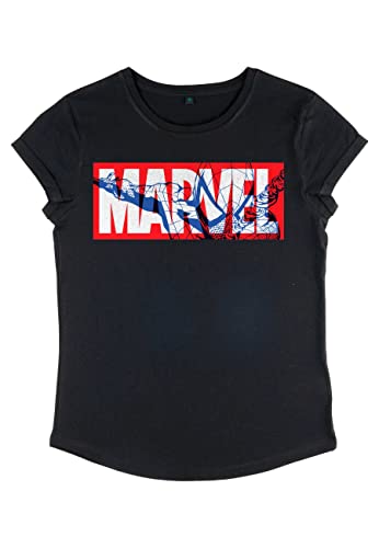 Marvel Damen Spider-man Classic Spider Marvel Women's Rolled Sleeve T-shirt, Schwarz, XL von Marvel