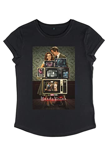 Marvel Damen Wandavision Wv Poster Through The Years Women's Rolled Sleeve T-shirt, Schwarz, L von Marvel