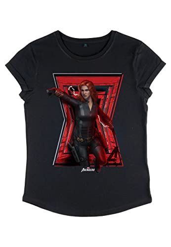 Marvel Damen Widow Maker Women's Rolled Sleeve T-shirt, Schwarz, L von Marvel