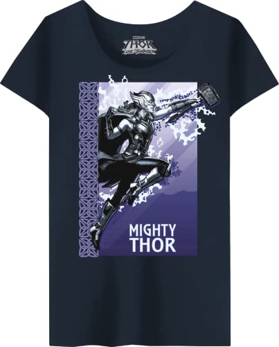 Marvel Damen Wotlatmts009 T-Shirt, Marineblau, X-Large von Marvel