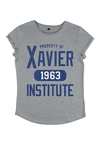 Marvel Damen X-men Varsity Shirt Women's Rolled Sleeve T-shirt, Melange Grey, XL von Marvel