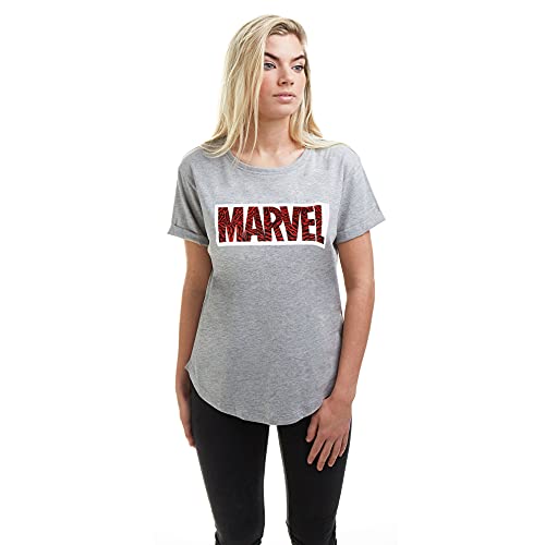 MARVEL Damen Zebra Logo T-Shirt, grau, 38 von Marvel