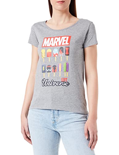 Marvel Damen womarcots032 T-Shirt, Grau meliert, Small von Marvel