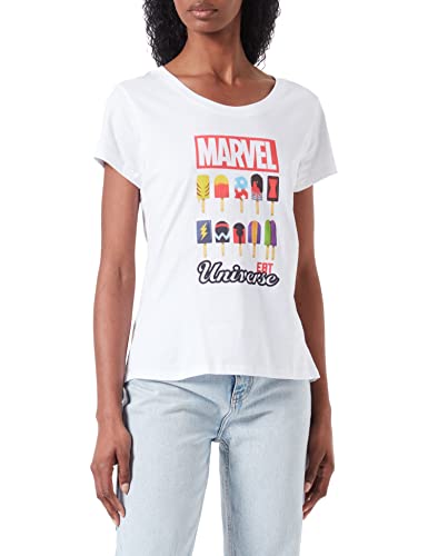 Marvel Damen womarcots032 T-Shirt, weiß, Small von Marvel