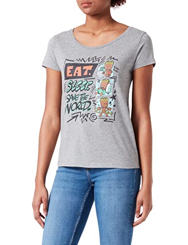 Marvel Damen womarcots033 T-Shirt, Grau meliert, Small von Marvel