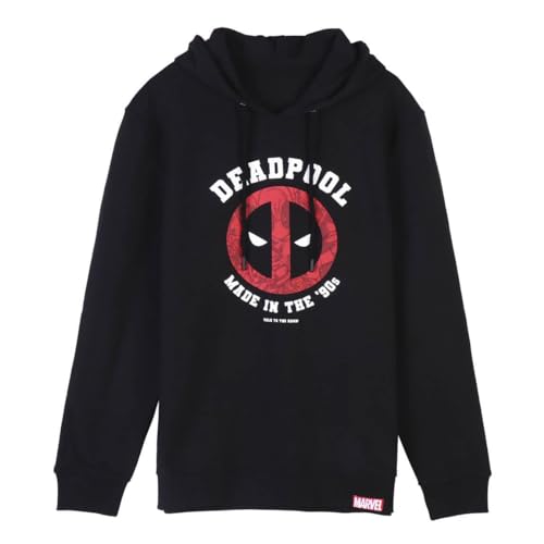 Marvel Deadpool Sweatshirt für Männer, Klassischer Deadpool Design Pullover, Kapuzenpullover, Geschenk für Herren und Jugendliche (DE/NL/SE/PL, Alphanumerisch, L, Regular, Regular, Schwarz) von Marvel