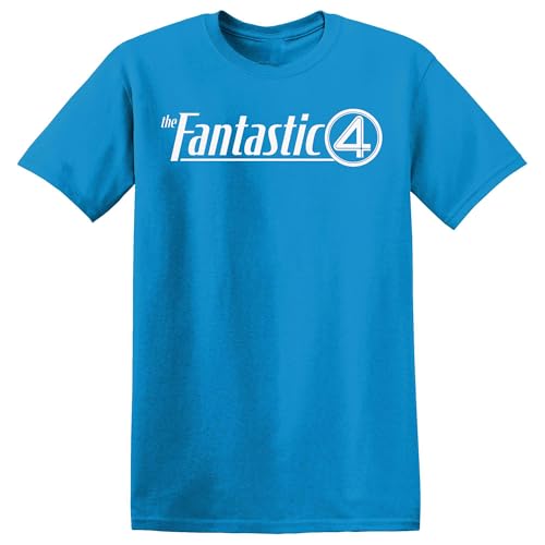Marvel Fantastic Four Logo Symbol First Steps Text T-Shirt, Saphir, Klein von Marvel
