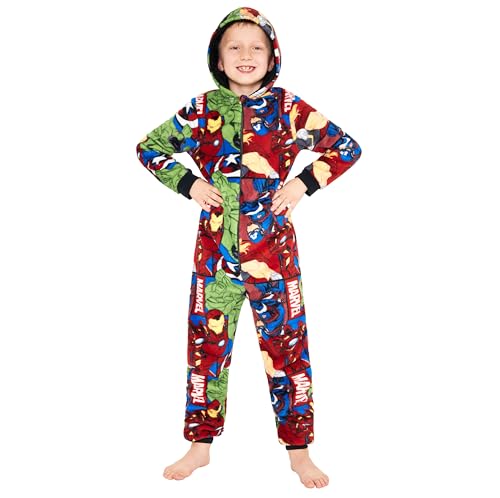 Marvel Fleece Schlafanzug für Jungen, Teenagers - Einteiler für Kinder, Warme Pyjama Geschenk für Jungs (Mehrfarbig, 11-12 Jahre) von Marvel