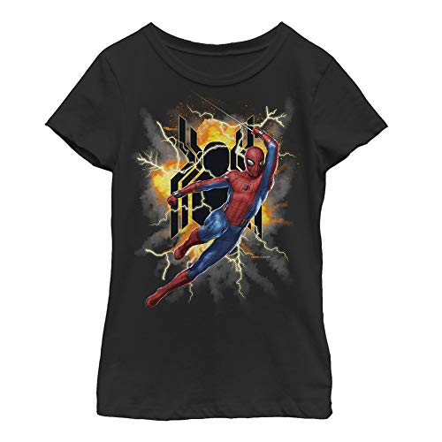 Marvel Girls' Spider-Man: Far from Home Lightning Strike Black T-Shirt von Marvel