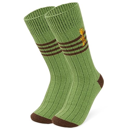 Disney Bettsocken für Damen - Warme Stitch Baby Yoda Hausschuhe Socken - Rutschfeste Einheitsgröße - Frauen Geschenke (Grün Groot) von Marvel