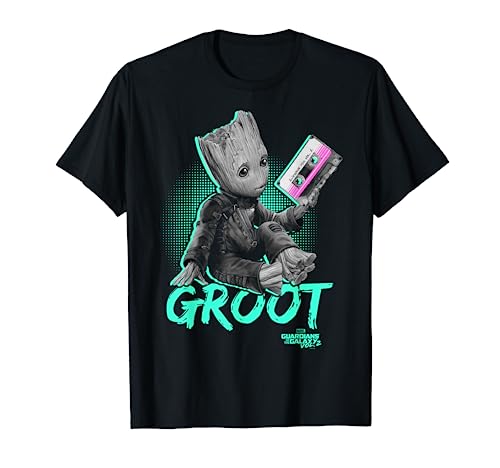 Marvel Guardians Vol. 2 Baby Groot Neon Kassette Grafik T-Shirt von Marvel