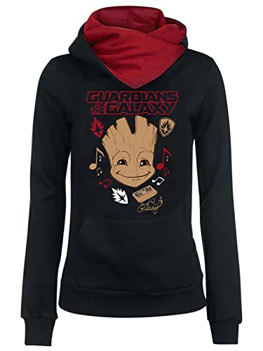 Marvel Guardians of The Galaxy Music Damen Schalkragenpullover schwarz/rot, Größe:S von Marvel