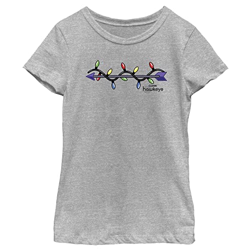 Marvel Hawkeye Arrow Chirstmas Lights Logo Girls T-Shirt, Athletic Heather, X-Small von Marvel