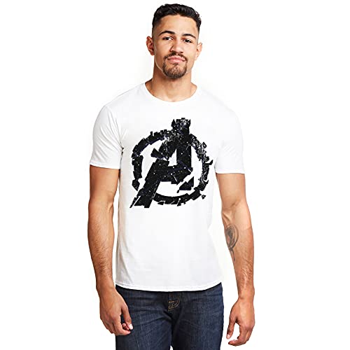 Marvel Herren Avengers Cracked T Shirt, Weiß (White White), M EU von Marvel