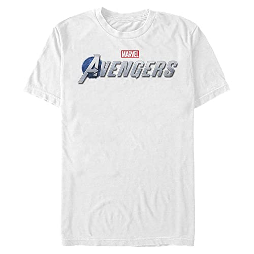 Marvel Herren Avengers Game Brick Logo T-Shirt, Weiß, XXL von Marvel