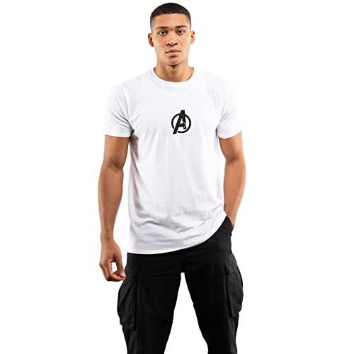 Marvel Herren Avengers Icon Emb T-Shirt, weiß, XXL von Marvel