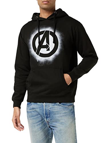 Marvel Herren Avengers-Logo-Kapuze Hoodie, Schwarz (Schwarz Schwarz), L von Marvel