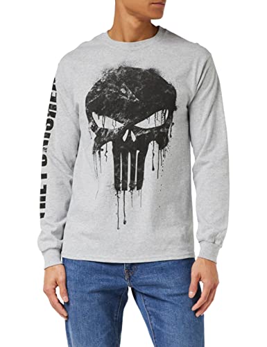 Marvel Herren Avengers Punisher Skull Langarmshirt, Grau (Grey Heather Hgy), M EU von Marvel