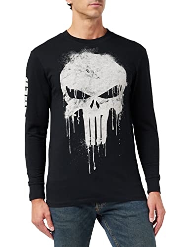 Marvel Herren Avengers Punisher Skull Langarmshirt, Schwarz (Black Blk), L EU von Marvel