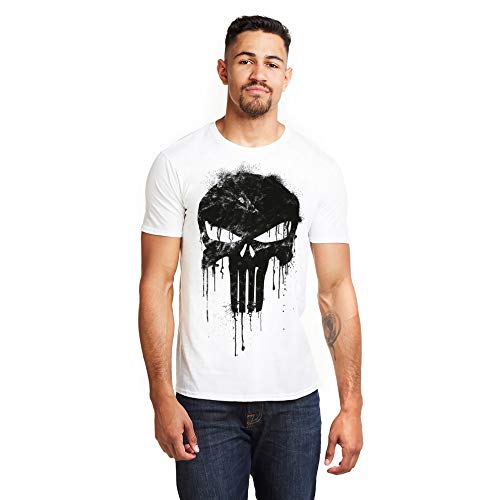 Marvel Herren avengers punisher skull T Shirt, Weiß (White White), L EU von Marvel