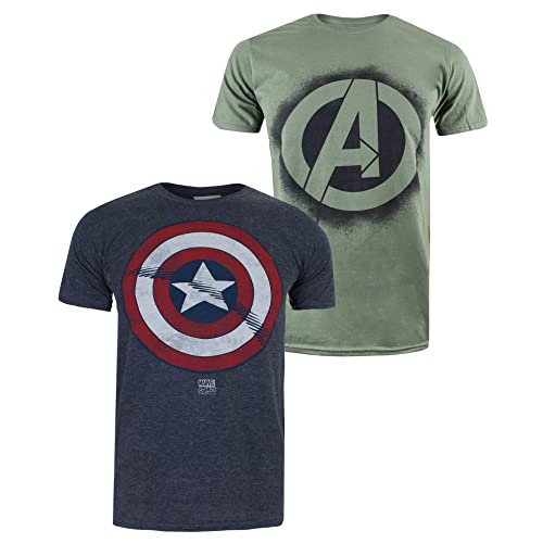 Marvel Herren Avengers Shield Pack B T-Shirt, Multi, M (2er von Marvel