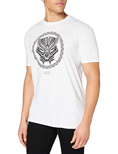 Marvel Herren Black Panther Symbol T-Shirt, weiß, XXL von Marvel