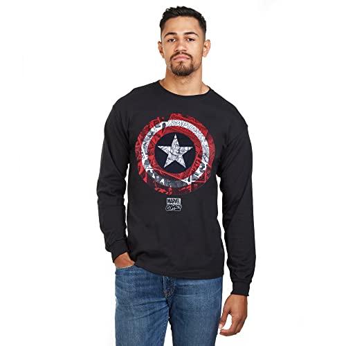Marvel Herren Ca Comic Shield Long Sleeve Top Langarmshirt, Schwarz, L von Marvel