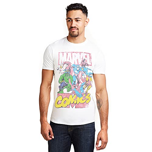 Marvel Herren Call Out T-Shirt, Weiß (Weiß Weiß), S von Marvel