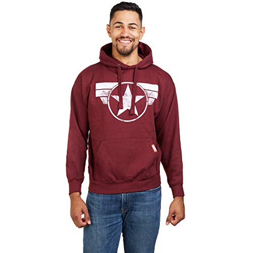 Marvel Herren Captain America - Cap Logo Kapuzenpullover, Rot (Burgundy Blue), L EU von Marvel