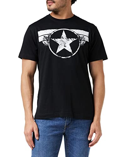 Marvel Herren Captain America - Cap Logo T Shirt, Schwarz (Black Blk), L EU von Marvel