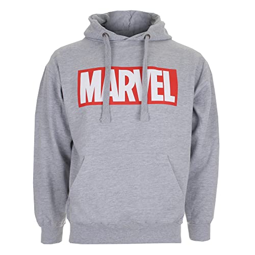 Marvel Herren Core Logo Kapuzenpullover, Hellgrau, L EU von Marvel