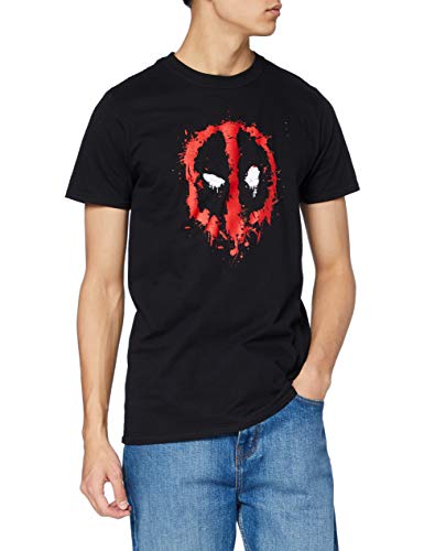 Marvel Herren Deadpool Paint Logo T-Shirt, Schwarz, XL von Marvel