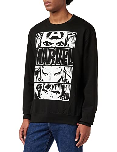 Marvel Herren Heldenaugen Licht Sweatshirt, Schwarz, L von Marvel