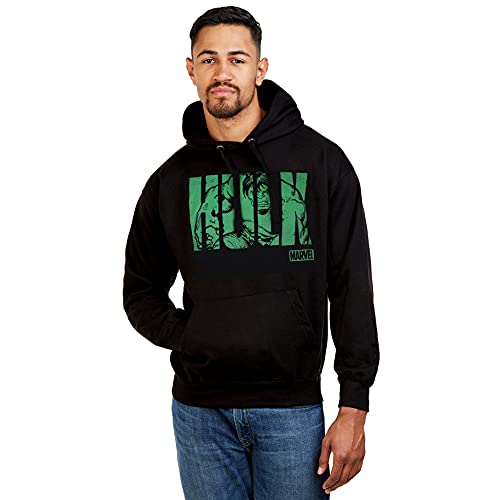 Marvel Herren Hulk Text Hoodie, Schwarz (Schwarz Schwarz), L von Marvel