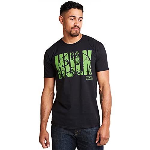 Marvel Herren Hulk Text T-Shirt, Schwarz (Black Blk), X-Large von Marvel