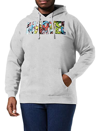 Marvel Herren Logo Characters Kapuzenpullover, Grau (Grey Marl Spo), L EU von Marvel