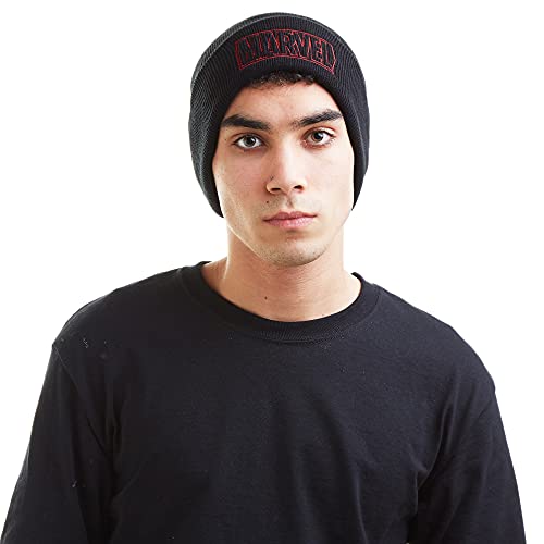 Marvel Herren Line Logo Strickmütze, Schwarz (Black Blk), Einheitsgröße von Marvel