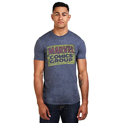 Marvel Herren Marvel - Comics Group Logo Mens Heather Navy Lrg T Shirt, Blau (Heather Navy Hny), L EU von Marvel