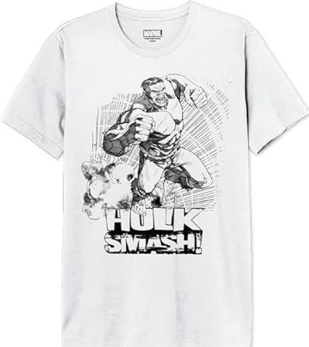 Marvel Herren Mehulkcts081 T-Shirt, weiß, XL von Marvel