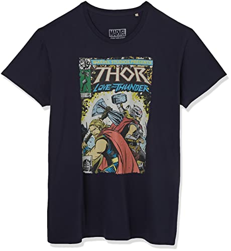 Marvel Herren Metlatmts007 T-Shirt, Marineblau, S von Marvel