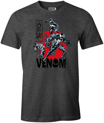 Marvel Herren Mevenoxts147 T-Shirt, Anthracite Melange, S von Marvel